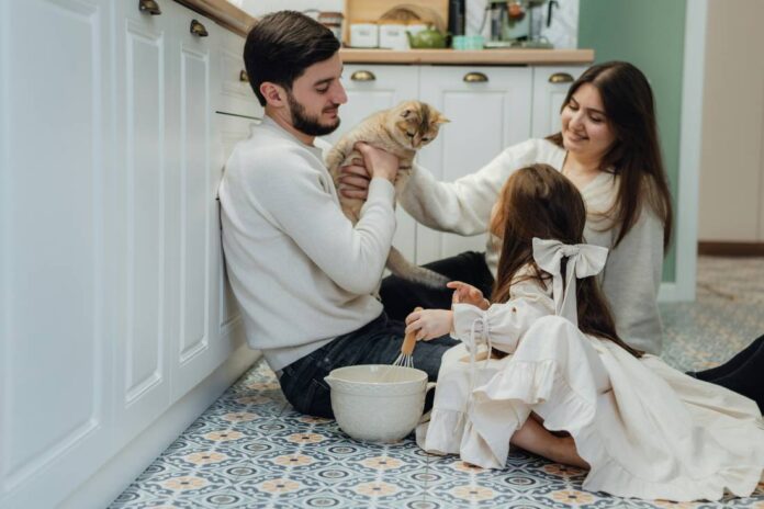 Family with a cat