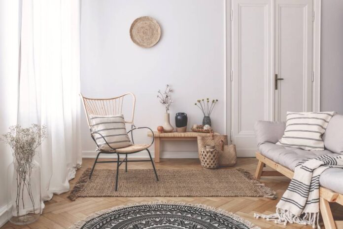 armchair and sofa with rug